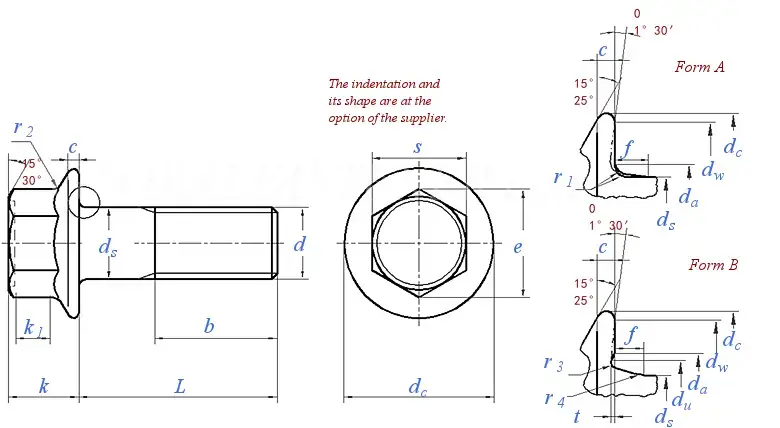 DIN 6921 M10 Titanium Bolts drawing